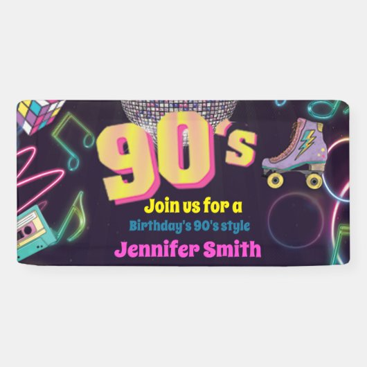 90's Neon Disco Vibes Retro Style Spandoek (Horizontaal)