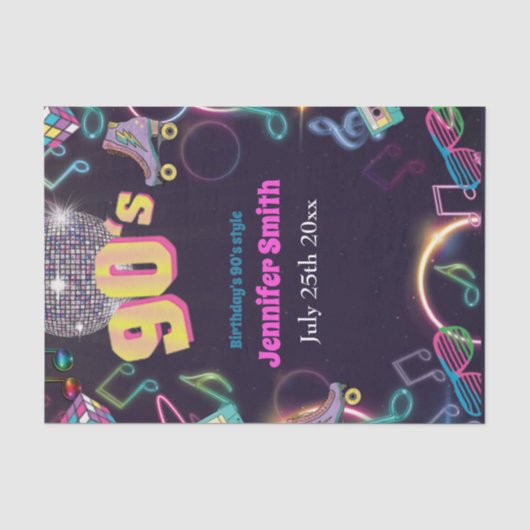 90's Neon Disco Vibes Retro Style Tissuepapier (Voorkant)