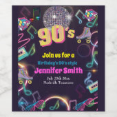 90's Neon Disco Vibes Retro Style Wijn Etiket (Enkel label)