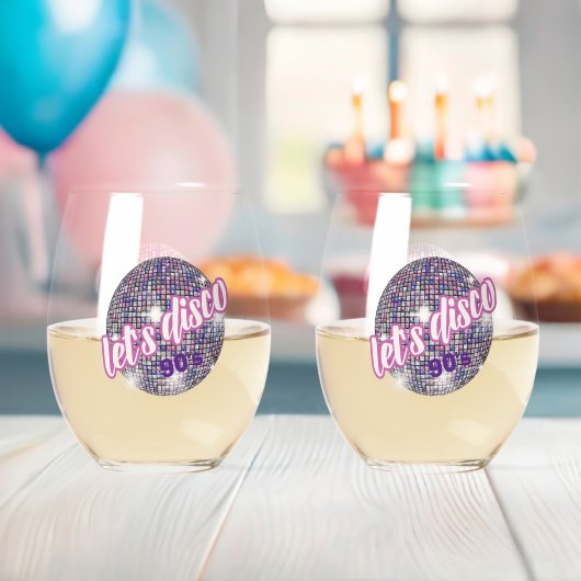 90's Neon Disco Vibes Retro Style Wijnglas Zonder Voet (Insitu (Baby Shower))