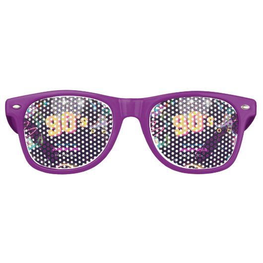90's Neon Disco Vibes Retro Style Zonnebril (Voorkant)