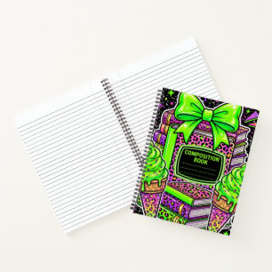 90s Neon Roze Luipaardprint Compositieboek Notitieboek