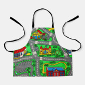 90s Nostalgia Race Track Retro Car Road Map Stad Schort (Voorkant)