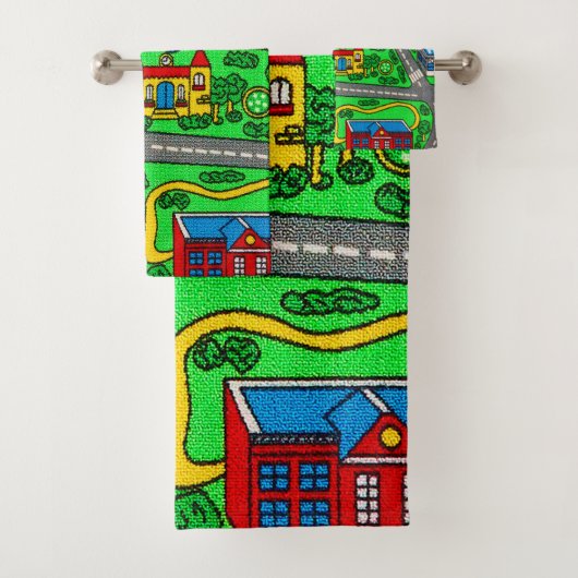 90s nostalgie, Auto Road nostalgie Race Mat stad Bad Handdoek (Insitu)