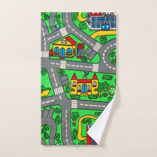 90s nostalgie, Auto Road nostalgie Race Mat stad Bad Handdoek (Handdoek)