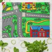 90s nostalgie, Auto Road nostalgie Race Mat stad Theedoek (Gevouwen)