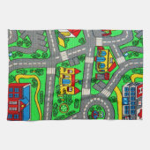 90s nostalgie, Auto Road nostalgie Race Mat stad Theedoek (Horizontaal)