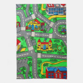90s nostalgie, Auto Road nostalgie Race Mat stad Theedoek (Verticaal)