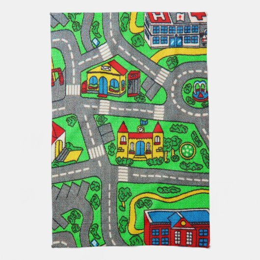 90s nostalgie, Auto Road nostalgie Race Mat stad Theedoek (Verticaal)