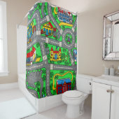 90s nostalgie, nostalgische track tapijt Car Road Douchegordijn (In situ)