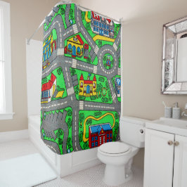 90s nostalgie, nostalgische track tapijt Car Road Douchegordijn