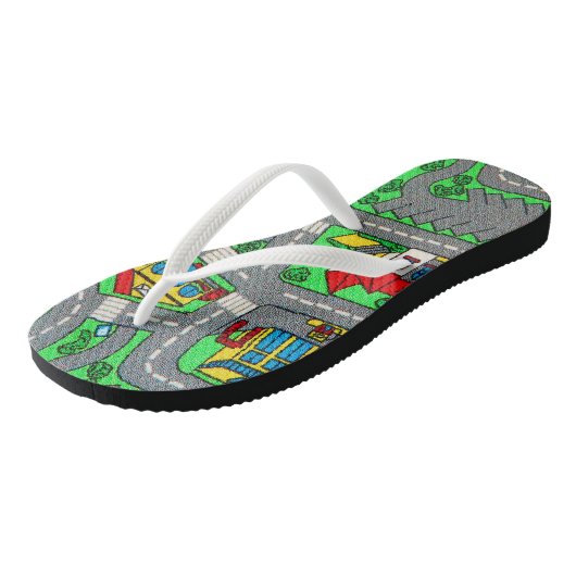 90s nostalgie, nostalgische track tapijt Car Road  Teenslippers (Schuin)