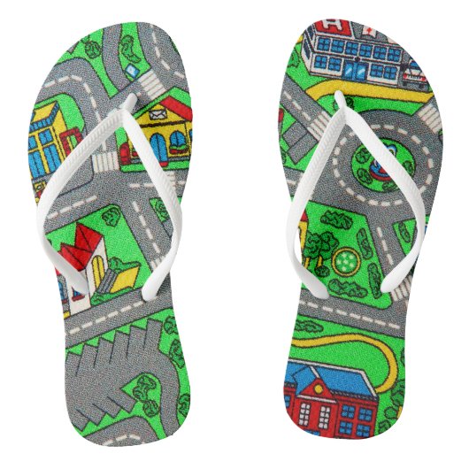 90s nostalgie, nostalgische track tapijt Car Road  Teenslippers (Voetbed)