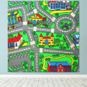 90s nostalgie, Track tapijt Auto Road nostalgisch Canvas Afdruk (Insitu (Houten vloer))