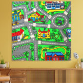90s nostalgie, Track tapijt Auto Road nostalgisch Canvas Afdruk (Insitu (Woonkamer))