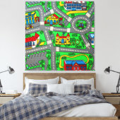 90s nostalgie, Track tapijt Auto Road nostalgisch Canvas Afdruk (Insitu (Slaapkamer))