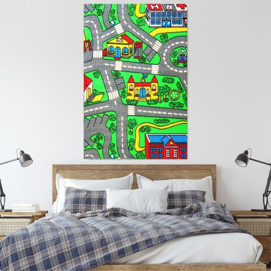 90s nostalgie, Track tapijt Auto Road nostalgisch Canvas Afdruk (Insitu (Slaapkamer))