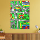 90s nostalgie, Track tapijt Auto Road nostalgisch Canvas Afdruk (Insitu (Woonkamer))