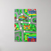 90s nostalgie, Track tapijt Auto Road nostalgisch Canvas Afdruk (Voorkant)