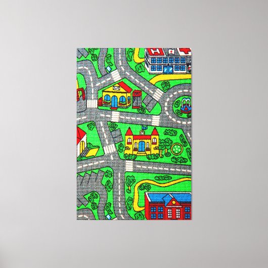 90s nostalgie, Track tapijt Auto Road nostalgisch Canvas Afdruk (Voorkant)