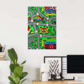 90s nostalgie, Track tapijt Auto Road nostalgisch Poster (Thuiskantoor)