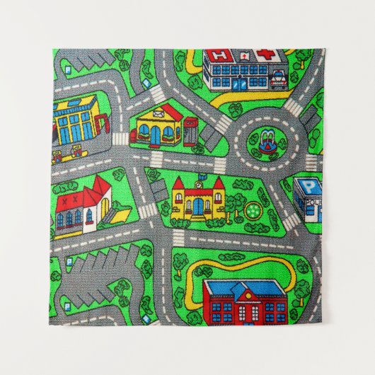 90s nostalgie, Track tapijt Auto Road nostalgisch Wandkleed (Voorkant)