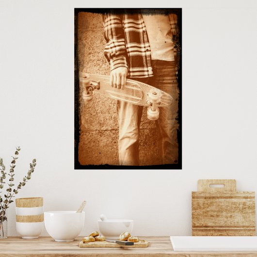 90's Old School Skateboard Poster (Keuken)