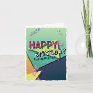 90's PARTITY Theme Pattern Birthday Card Kaart