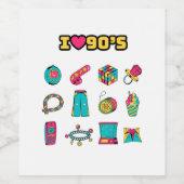 90's Party Decor, wijnetiket, waterflesetiket Wijn Etiket (Enkel label)