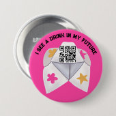 90's Party Hot Pink Koop een Drink QR-code Ronde Button 7,6 Cm (Voorkant /achterkant)