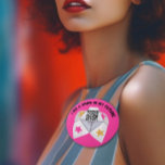 90's Party Hot Pink Koop een Drink QR-code Ronde Button 7,6 Cm<br><div class="desc">Met een leuke 90s cootie catcher fortune teller graphic zijn deze knoppen ideaal om het verjaardagsmeisje wat drinken te geven! Koppel de QR-code aan een digitale portemonnee of website om geld te verzenden en te ontvangen.</div>