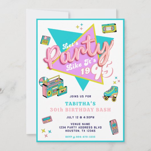 90's Party Like It's 1995 Retro 30e verjaardagsfee Kaart (Voorkant)