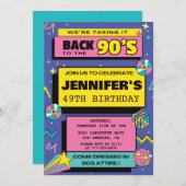 90s Party Retro 49e verjaardag uitnodigingen Moder (Voorkant / Achterkant)