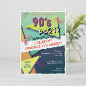90's PARTY Theme Patroon Uitnodiging (Staand voorkant)