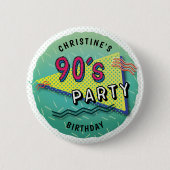 90's PARTY Theme Pattern Button (Voorkant)