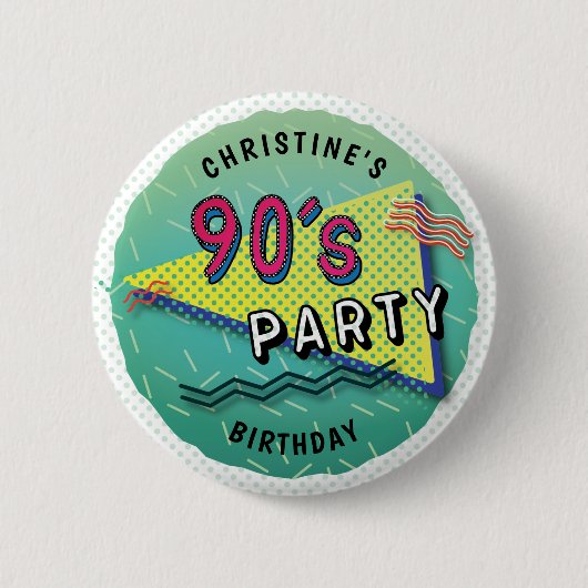 90's PARTY Theme Pattern Button (Voorkant)