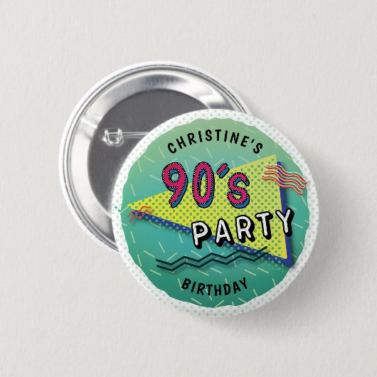 90's PARTY Theme Pattern Button (Voorkant /achterkant)