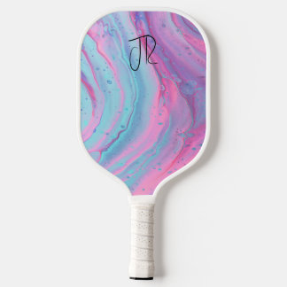 90s Pastel Marble voor- en achternaam & monogram Pickleball Paddle