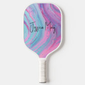 90s Pastel Marble voor- en achternaam & monogram Pickleball Paddle (Voorkant)