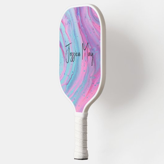 90s Pastel Marble voor- en achternaam & monogram Pickleball Paddle (Links)