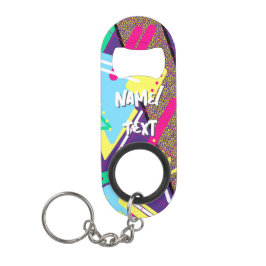 90s Patroon,  Kleuren Retro Geometrisch Geel Mini Flessenopener