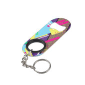 90s Patroon, Kleuren Retro Geometrisch Geel Mini Flessenopener (Achterkant Gekanteld)