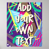 90s patroon, Nineties Retro Geometrisch Groen Viol Poster (Voorkant)