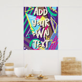 90s patroon, Nineties Retro Geometrisch Groen Viol Poster (Keuken)