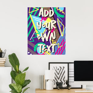 90s patroon, Nineties Retro Geometrisch Groen Viol Poster