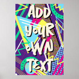 90s patroon, Nineties Retro Geometrisch Groen Viol Poster