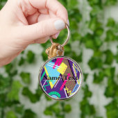90s Patroon, Retro Vibes Kleurrijk Sleutelhanger (Hand)