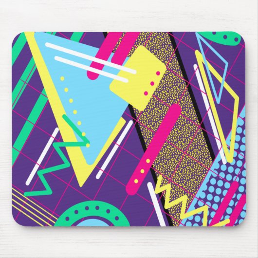 90s Pattern, Nineties Yellow Paarse Blue Muismat (Voorkant)