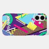 90s Pattern, Retro Nineties Geometrisch Blauw Case-Mate iPhone Case (Achterkant (horizontaal))