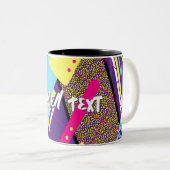 90s Pattern, Retro Nineties Geometrisch Tweekleurige Koffiemok (Voorkant rechts)